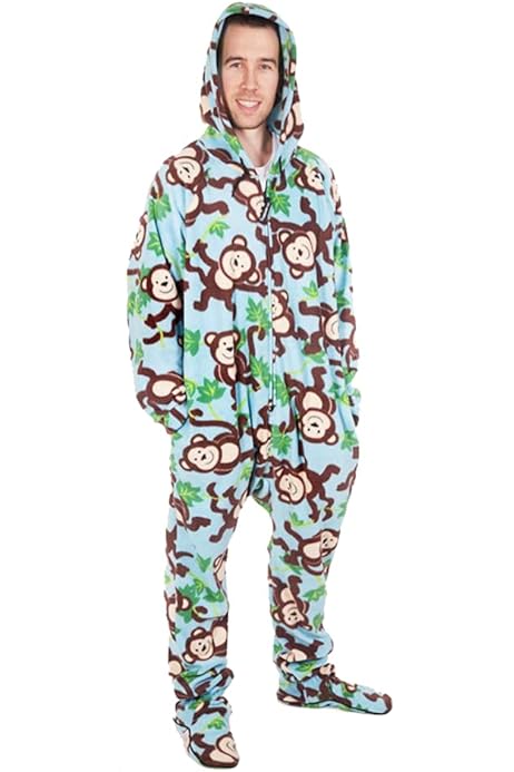 Sean John Clothing Big Feet Pajama Cotton Flannel Adult Onesie
