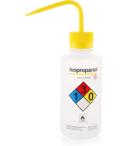 United Scientific™ UniSafe™ - Flacone per lavaggio ventilato in LDPE a bocca larga, acetato di etile, 500 ml, 4 colori, confezione da 6