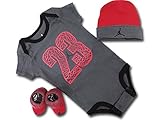 (ジョーダン)Jordan ベビージョーダン 3点セット (0-6M(0～6ヶ月), ダークグレイ赤黒) [並行輸入品]