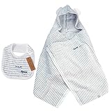 名入れ刺繍代込 ミルフィーユ ギフトセット1（ブルー） フード付きバスタオル+スタイ1枚 今治産 (0～3歳用) のし・包装・メッセージカード対応