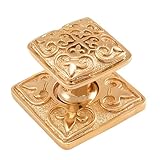 Vicenza Designs K1300 Fleur de Lis Knob with Square with Backplate, Large, Polished Gold by Vicenza 