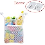 HangingストレージメッシュネットオーガナイザーバッグCaddies for Kids 'toddler浴室洗面Storingおもちゃ、ホワイト、Helping回避金型、with 2 Freeクロ