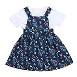 Domybest子供服 女の子 ワンピース 半袖Ｔシャツ 二点セット 1-6歳　花柄　可愛い　フォーマル 春夏秋 卒園式 入学式 発表会 結婚式　七五三　通園　通学 (110)