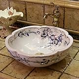 GYP 盆地陶磁器ファッション花びらアート盆地シンクウォッシュ盆地モーニンググローリー ( 色 : A )