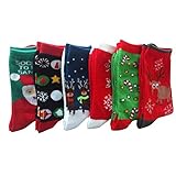 ギフトポケットAssorted大人用Mid CalfクリスマスHoliday Socks 5パック