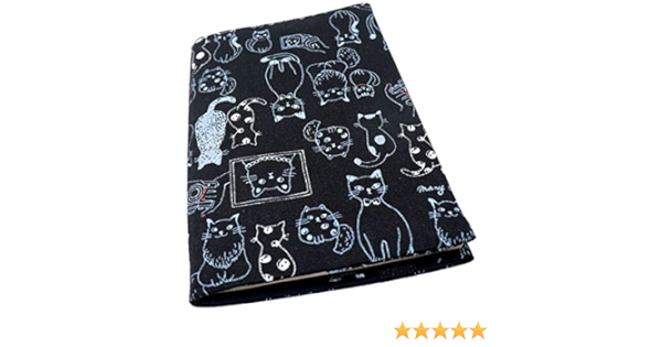 Amazon Taka ブックカバー 文庫 布製 かわいい猫 文庫本カバー おしゃれ 黒 ブックカバー 文房具 オフィス用品
