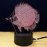テーブルランプ3D創造性輝く魚LED夜光ベッドルームのベッドサイドランプホリデーギフト,Red