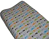 Go Mama Go Designs Tractor Trails Changing Pad Cover, White/Turquoise/Orange
