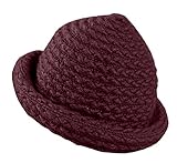 Plus Nao(プラスナオ) 子供用 ニット帽 ニットハット つば付きニット帽 ニットキャップ ざっくり編み 手編み風 キッズ ジュニア シンプル 無地 男の子 女の子 冬帽子 - ワイン