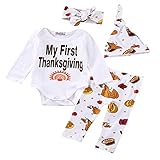 ベビー　子供服　綿　ロンパース　ロングパンツ　ヘッドバンド　帽子　4点セット　可愛い　プリント　柔らかい　赤ちゃん服　出産祝い　普段着　パジャマ (100)