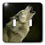 lsp _ 724 _ 2 Wild Animals – Timber Wolf – 照明スイッチカバー – ダブル切り替えスイッチ