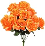 Asher Amada 12 Openバラオレンジ色Bouquetsセンターピースクラフトシルク結婚式花ウェディング