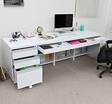 【予約販売6月下旬入荷予定】パソコン デスク チェストハイグロス 180cm 幅 2点セット ホワイト SAV031-HG