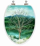 TOPSEAT 3D Vario Scenario Elongated Toilet Seat w/ Chromed Metal Hinges, Wood, Seasons, Elongated, W