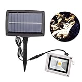 10WソーラーパワーCOB LEDフラッドライト充電式ガーデンスポットライト防水省エネホーム屋外庭風景スポットウォールランプナイトライト（電球色）【二年保証】
