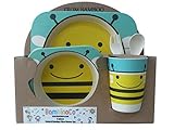 Bambinoco eco friendly natural bamboo fibre dinning sets to make kids mealtimes fun (Bee) [並行輸入品]