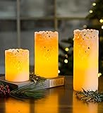 Flameless LED Candles with lace detail、3のセット – 6.85 L x 4.9 W x 8.4 H 65D42CR