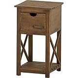 スリムラックS 木製 引き出し収納付き 幅18cm×高さ32.5cm AKB-248BR ブラウン 【 完成品 】