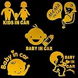Faburo baby in car スッテカー スッテカー 乗車中プレート 赤ちゃん乗車中 外貼り イエロー