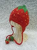 ドイツ発（MOSHIKI BRAND）：Baby＆Kids ストロベリー型ニット帽子：Aｍelie Flap NR1（レッド）