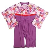 ベビー はかま ロンパース 女の子 カバーオール フォーマル 袴風 はかまオール パープル 60cm