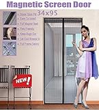FitLife マグネットスクリーンドア フルフレーム ベルクロ 高耐久メッシュが高いドアにフィットします サイズは最大で34"x95" です 36''x96'' - Fits doors up to