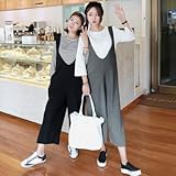 【30000102810】 (ブラック)[マタニティ　パンツ]【産前産後兼用】Ｖネック　8分丈　マタニティ　サロペットパンツ【30000102810】 (ブラック)