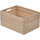 山善(YAMAZEN) 木製 収納ボックス 木箱(無塗装)M 深型(500x370x250) スタッキング可 TWB-2550(NA)