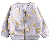 Plus Nao(プラスナオ) ジャケット さくらんぼ くだもの ジッパー 可愛い キュート スエットジャケット 子ども キッズ ベビー 女の子 女児 グレー 100