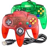 suily USB 有線 N64 コントローラー 2個パック クラシック N64 PC ゲームパッド ジョイスティック コントローラー Windows PC Mac Linux Raspberry Pi 3用 (ブラック/グレー)