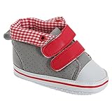 赤ちゃん・ベビー用 ボーイズ ギンガムチェック裏地 ベルクロストラップ ハイカットベビースニーカー 赤ちゃん靴 男の子 (12-18ヶ月) (グレー)