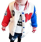 [もうほうきょう] 子供服　男の子 コート 冬服　子羊の毛のコート　女赤ちゃん　加絨肥厚野球服　綿入れの上着棉服 (80, ホワイト)