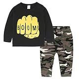 Elfin Park 子供服 ベビー 長袖 ｔシャツ ズボン セットアップ キッズ　男の子 プリント 迷彩柄 パジャマ 部屋着 保育園 春秋 100