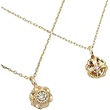 [ファッションジュエリーem] ダイヤモンド×ピンクサファイア イエローゴールド K10 10金 10K フラワー×クローバー リバーシブル ネックレス レディース