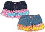 (キャンディヘブン)candy heaven 【candy heaven】 キャンディヘブン 3段フリル デニムニット 切り替え スカート 100cm/110cm/120cm 120 イエロー×オレン