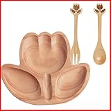 プチママン フラワー 花 お食事セット ウッドトレイ スプーン＆フォーク セット お子様へのプレゼントにピッタリ！子供 キッズ 赤ちゃん ベビー プレゼント ギフト ウッドプレート 誕生日 出産祝い 