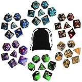 多面体 ダイス サイコロ セット 7サイズ アクリル 6色 42個入り D20 D12 D10 D8 D6 D4 神話TRPG MTG カードゲーム テーブルゲーム用 収納袋付き (6色)