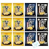 【 堅あげ ポテト 】 3種 アソート 【 北海道限定 】 北海道バターしょうゆ ・ うすしお ・ ブラックペッパー 計12袋 セット （オリジナルティッシュ付き） (バター醤油６、うす塩３、ペッパー３)