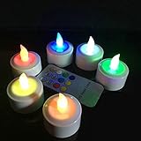ＴＫＳＴＡＲ LED可変色の充電式ランプ、リモートセンシングのリモートセンシング充電席と色の変更モード、電子キャンドルライト、合計6、パーティー、バー、家族ディナー、屋外ピクニック (JU-ZRC6 