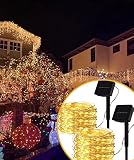 イルミネーションライト ソーラー 防水【20ｍ200球ｘ2台】8点滅モード ストリングライト LED フェアリー 400球 40M 8モード クリスマスツリーライト I65防水防雨 屋外用ライト 室内 ガーデン パーティー ハロウィン 正月 クリスマスデコレーション (シャンパンゴールド(20m 200LED)x2台)