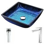 viaceシリーズdeco-glass容器シンクでBlazing Blue with Enti蛇口でつや消しニッケル