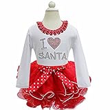 Puresinoベビー キッズ 子供服 女の子　ワンピース ドレス　クリスマス サンタワンピース コスチューム (110, B)