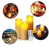 LEDキャンドルキャンドルライト LEDキャンドルライト リモコン付 本物の蝋使用 電池式 照明モード付 結婚式 誕生日用 点滅 バレンタインデー(3個セット)