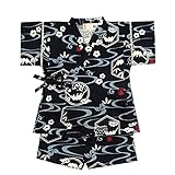 和柄 甚平 スーツ 日本製 夏物 パジャマ j-71572 90cm ネイビー