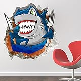 3dベビーキッズ部屋Cartoon Shark Ocean Sea壁デカール取り外し可能ペーパーステッカーアートDIYギフト装飾