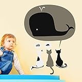【ufengke】動物、3匹の猫壁飾り 子供の部屋と保育園の取り外し可能な壁のステッカー 　 壁画