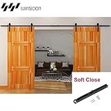WinSoon基本BendingメタルホイールQuiteスライドダブルトラックローラーハードウェアwithソフト閉じるセットHangingガレージワードローブ 8FT GCM1929-S-1