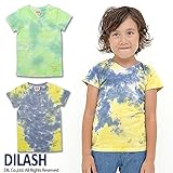 (ディラッシュ)DILASH 初夏'15 タイダイ染めVネック半袖Tシャツ 80 イエロー