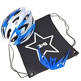 J@G 自転車 ヘルメット 子供 大人 ナップサック付き 53～63cm 小学生 以上 超軽量 11カラー (A12-ﾎﾜｲﾄ/ｽｶｲ)