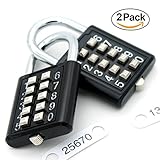 Mioniガード南京錠、5桁組み合わせセキュリティ10桁プッシュボタンロックメカニズム、(2パック) ブラック